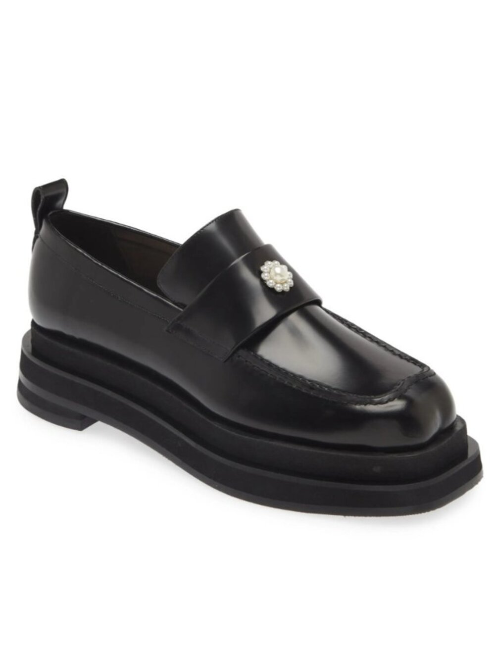 Simone Rocha Women's Platform Penny Loafers Shoes Black Leather Size 37 / US 7